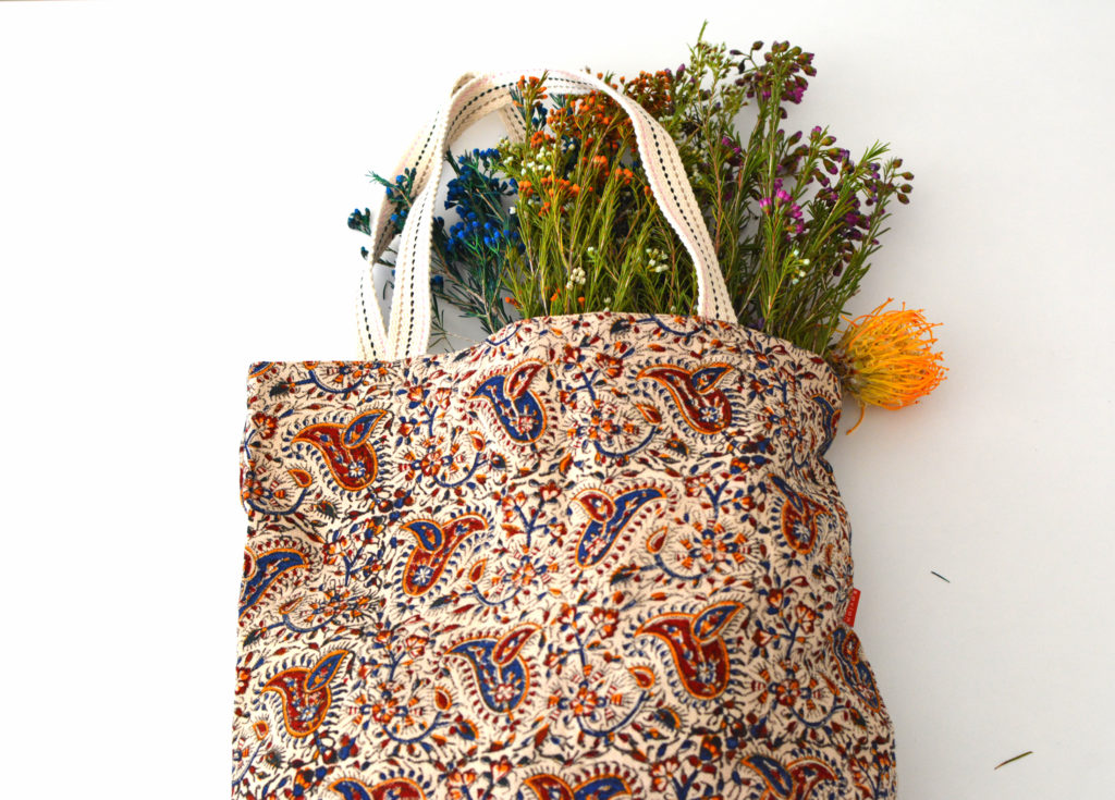 Hand-block Print (Ghalamkar) Cotton Tote Bag