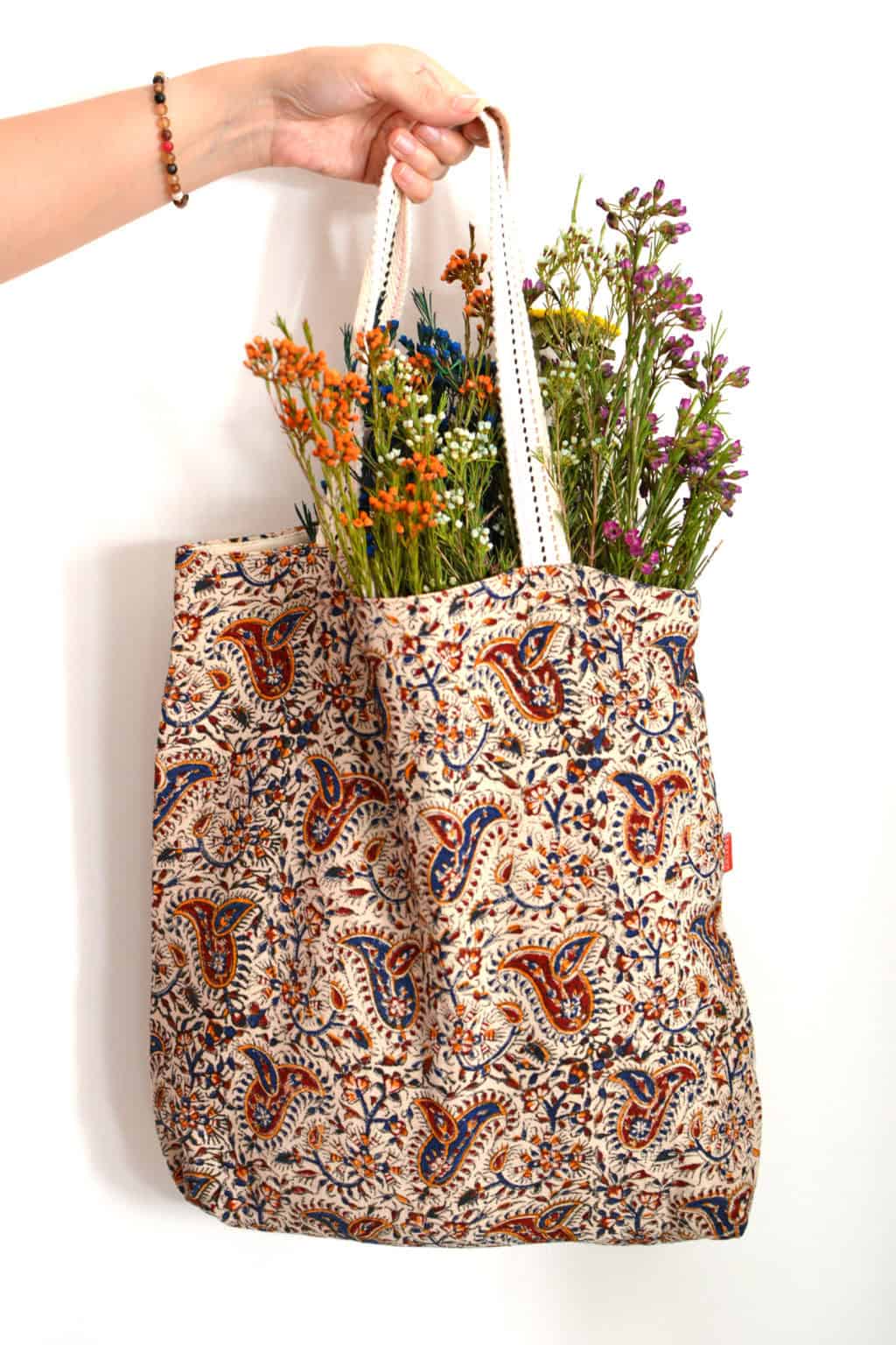 Hand-block Print (Ghalamkar) Cotton Tote Bag