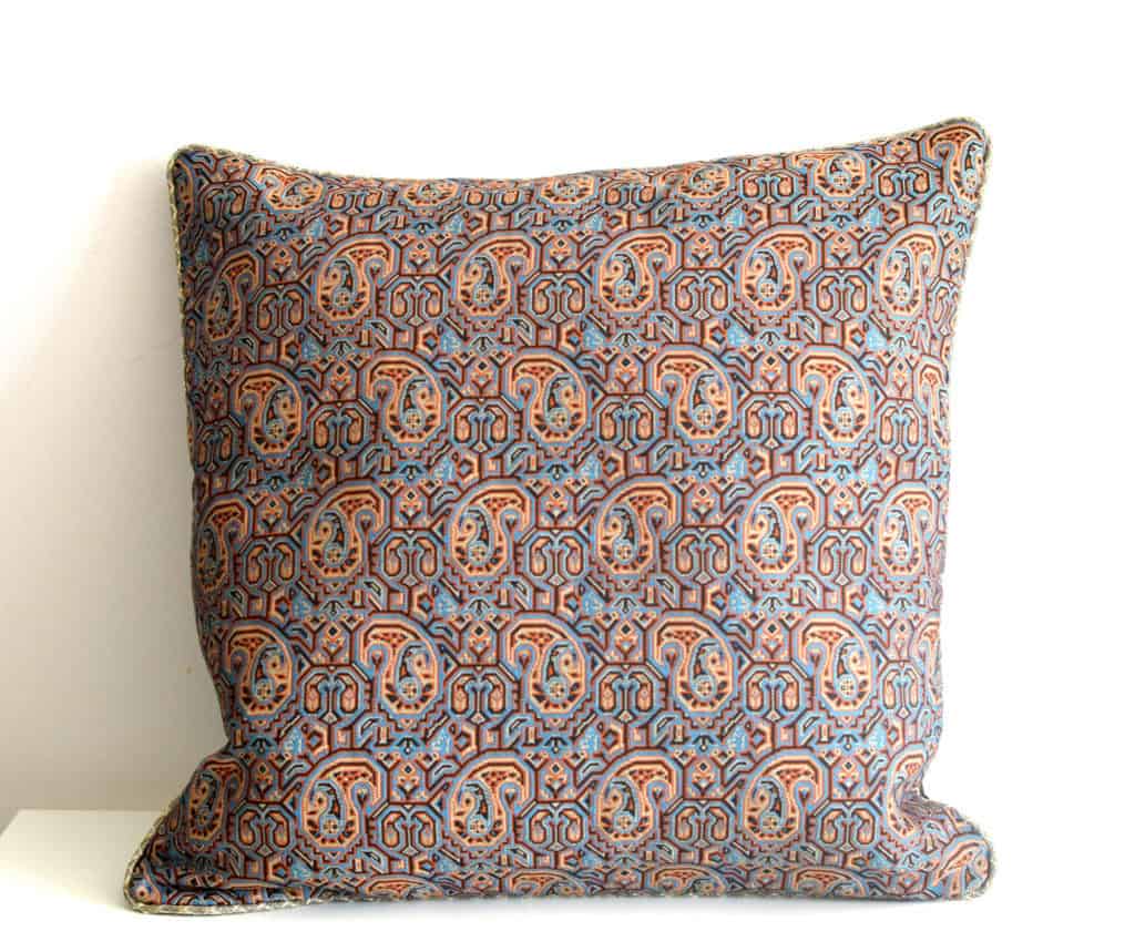 Cream And Blue Termeh (Persian Fabric) Cushion Cover