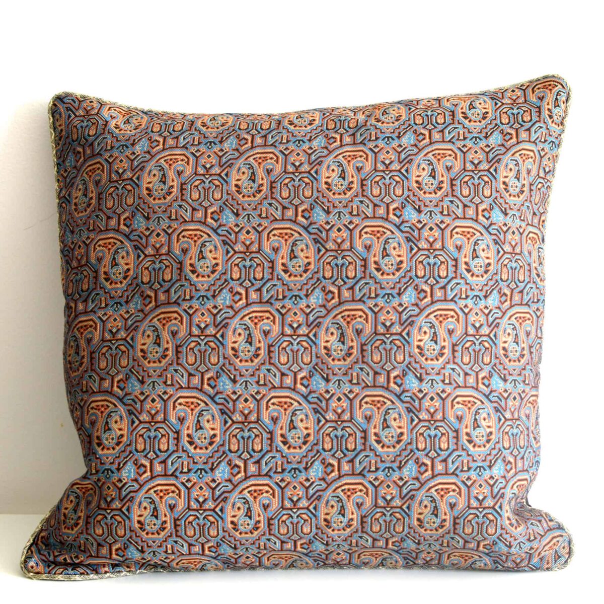 Cream And Blue Termeh (Persian Fabric) Cushion Cover