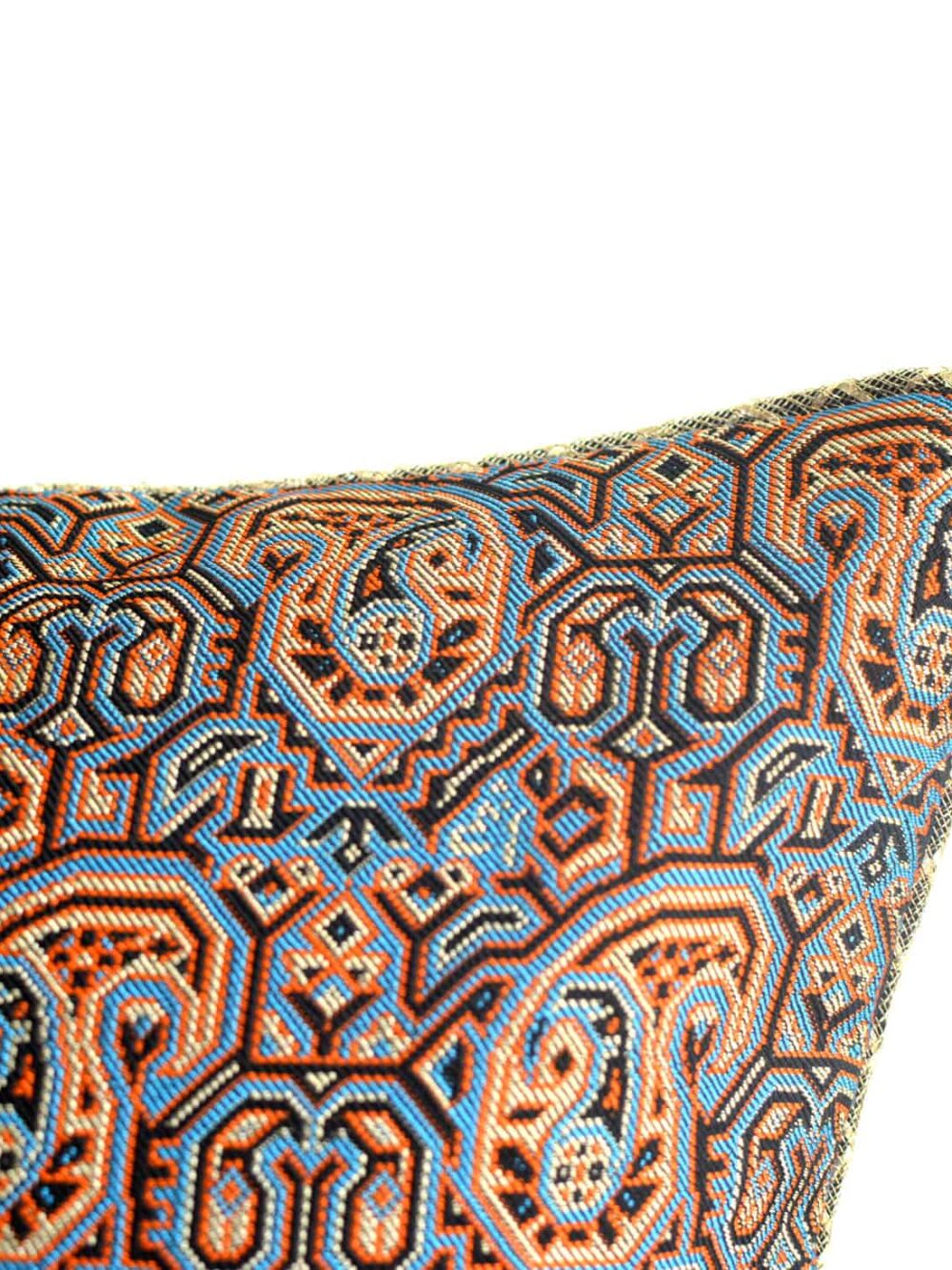 Cream And Blue Termeh (Persian Fabric) Cushion Cover