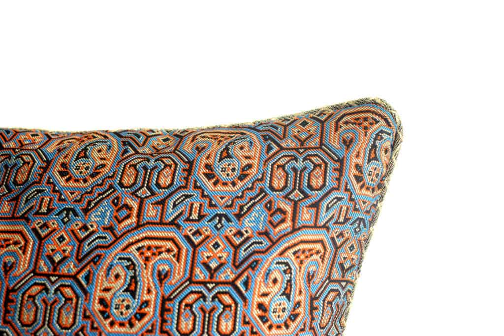 Cream And Blue Termeh (Persian Fabric) Cushion Cover