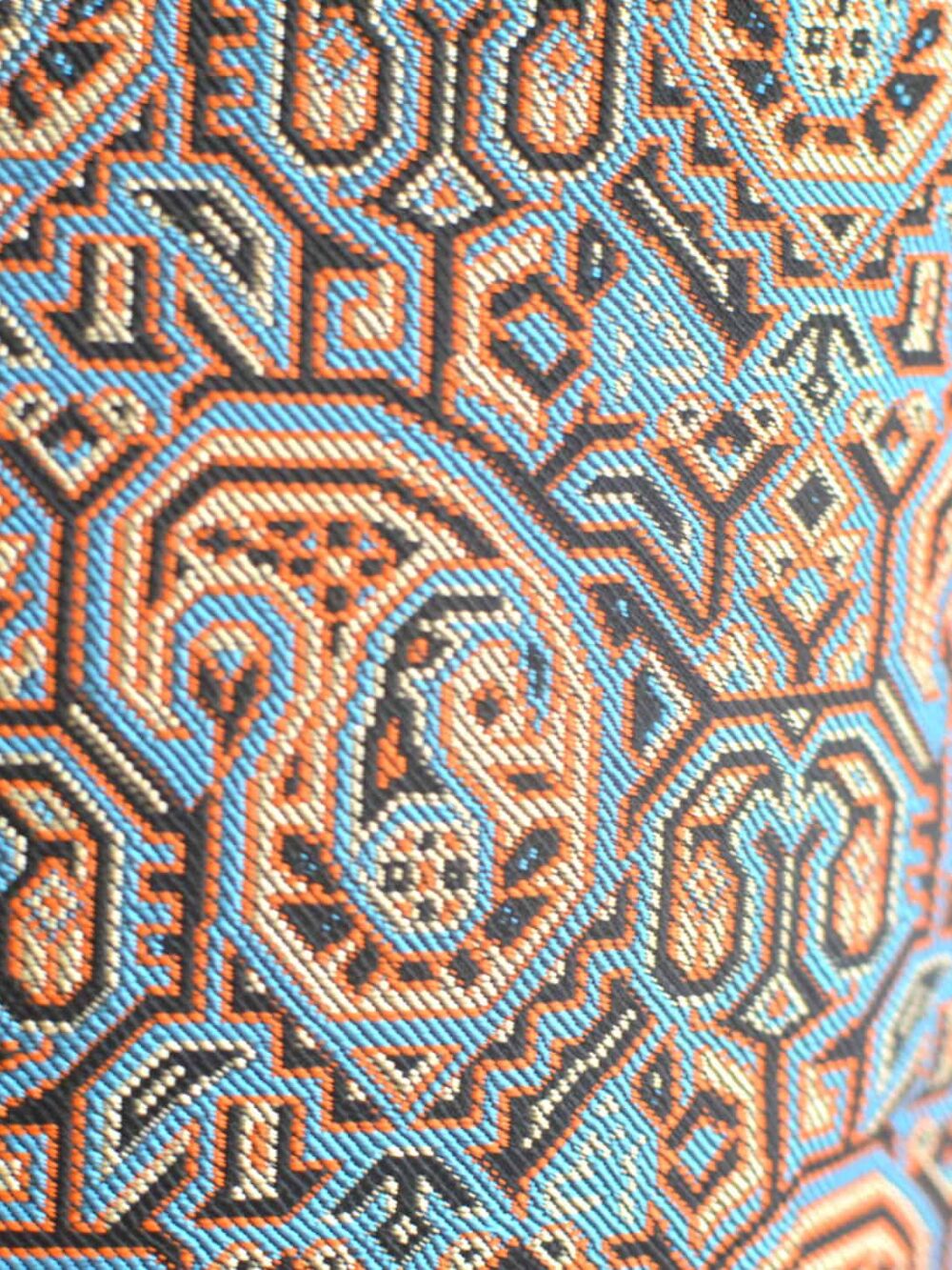 Cream And Blue Termeh (Persian Fabric) Cushion Cover