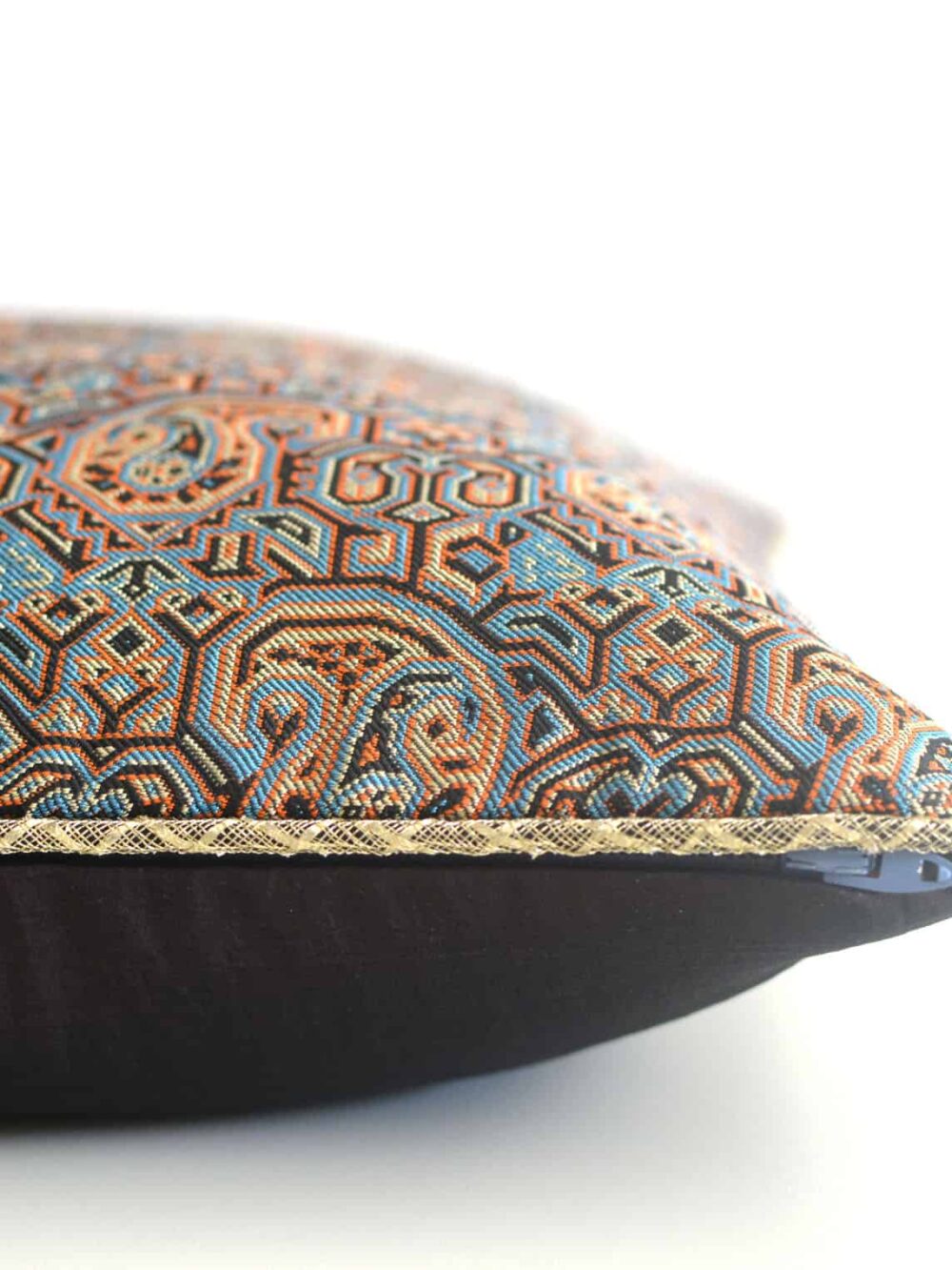 Cream And Blue Termeh (Persian Fabric) Cushion Cover