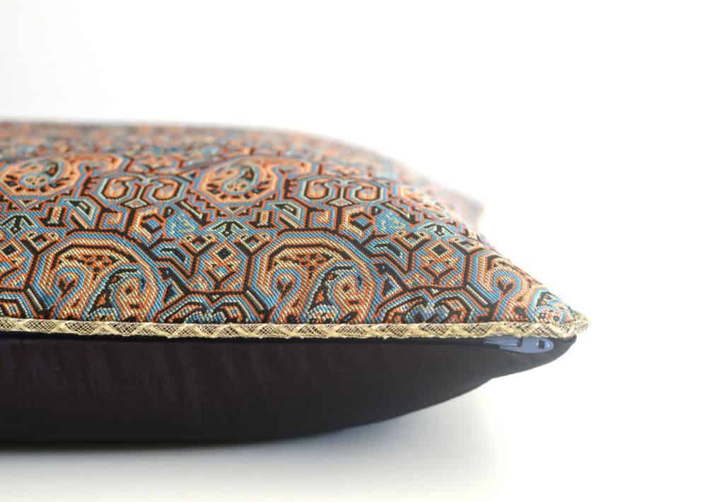 Cream And Blue Termeh (Persian Fabric) Cushion Cover