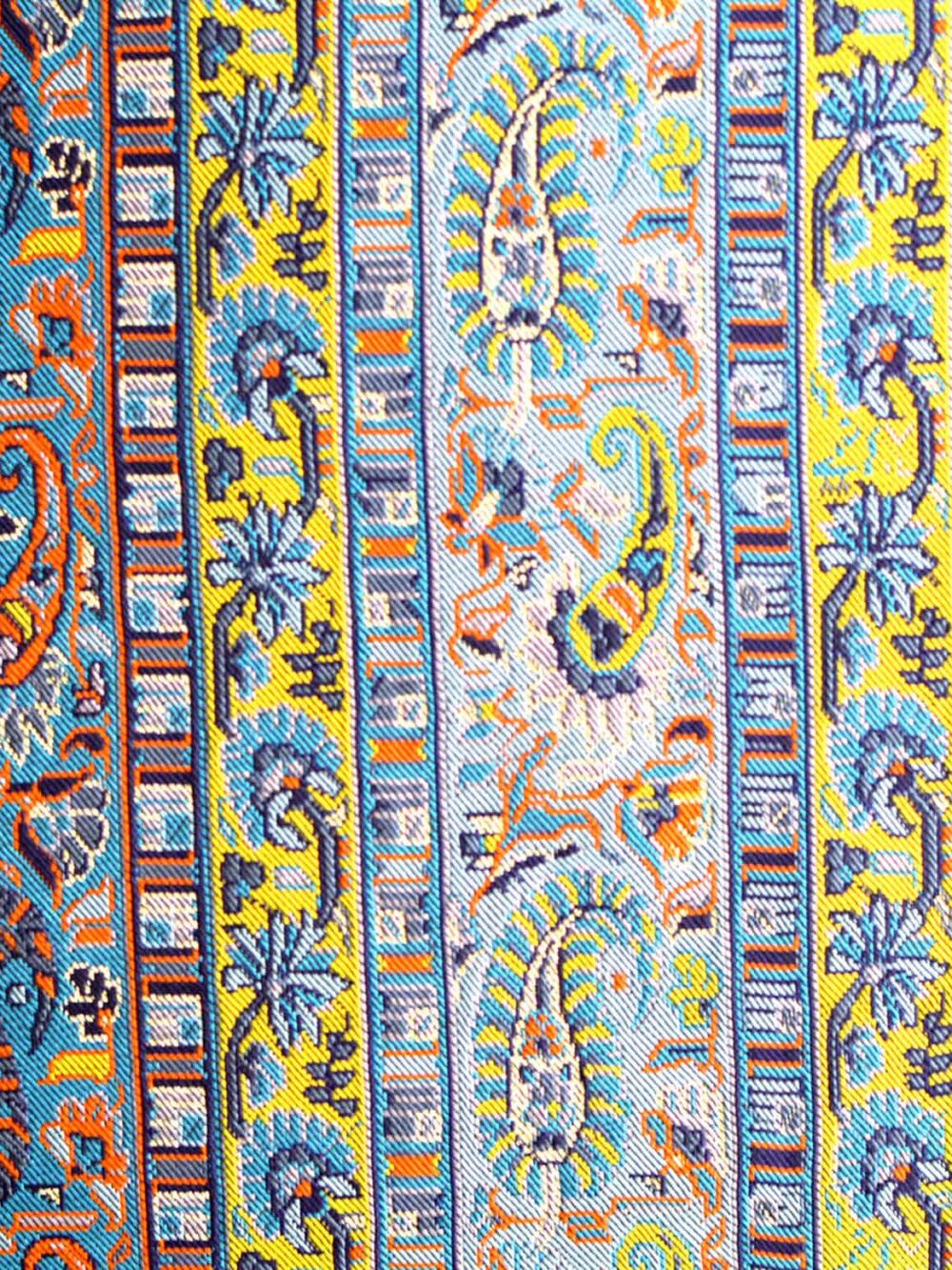 Striped Blue Termeh (Persian Fabric) With Gold Details Cushion Cover