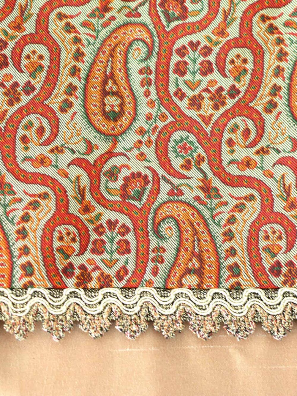 cream and red large tablecloth