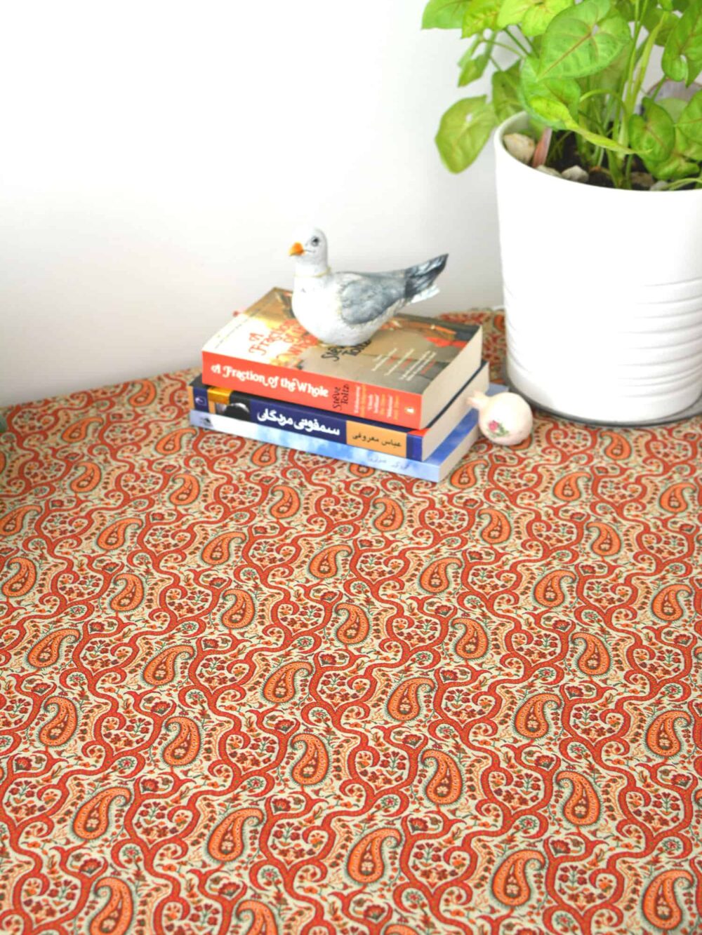 cream and red large tablecloth