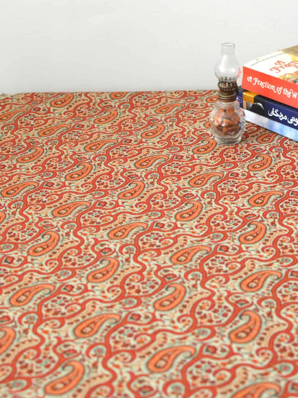cream and red large tablecloth