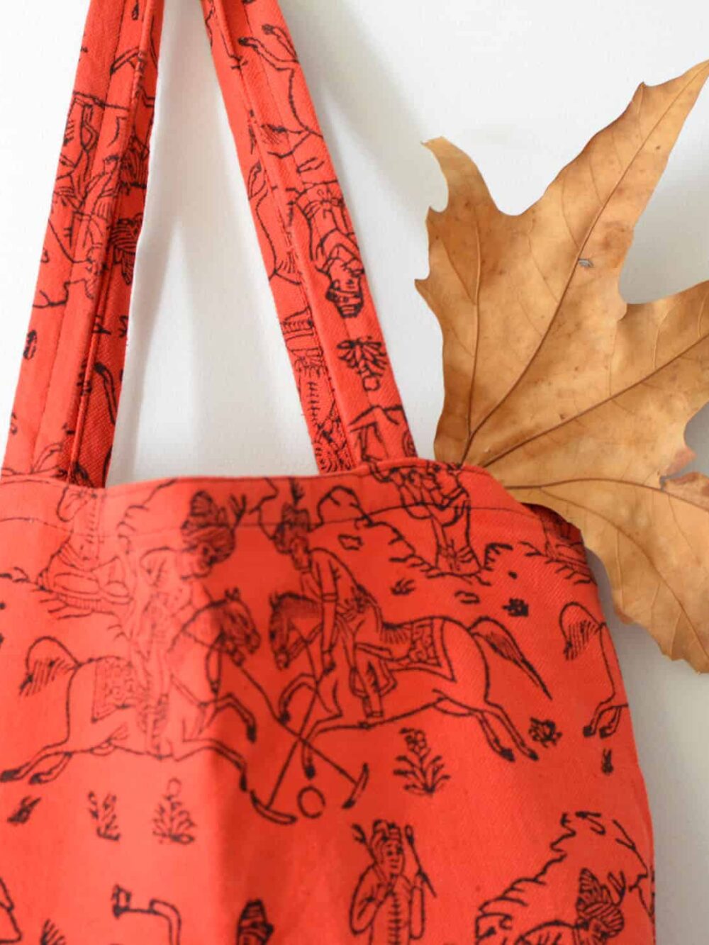 Red Hand-block Print Tote