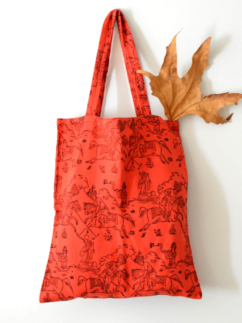 Red Hand-block Print Tote