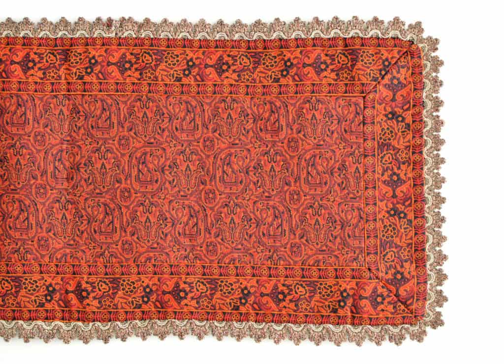 Red Termeh (Persian Fabric) Runner Tablecloth With Edge