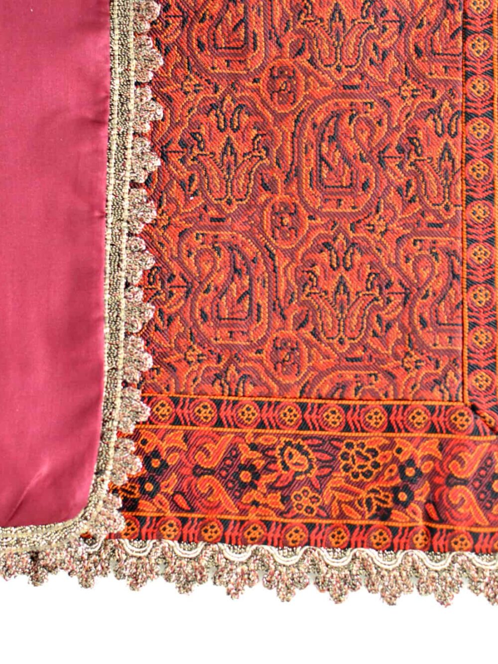 Red Termeh (Persian Fabric) Runner Tablecloth With Edge