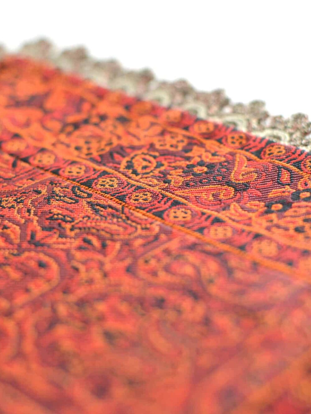 Red Termeh (Persian Fabric) Runner Tablecloth With Edge