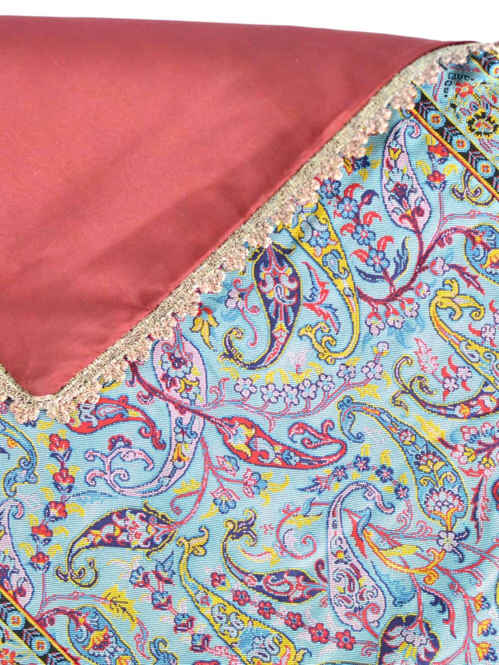 Turquoise Termeh (Persian Fabric) Runner Tablecloth With Edge