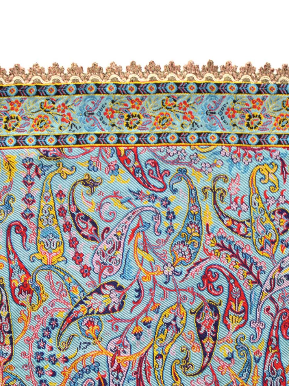 Turquoise Termeh (Persian Fabric) Runner Tablecloth With Edge