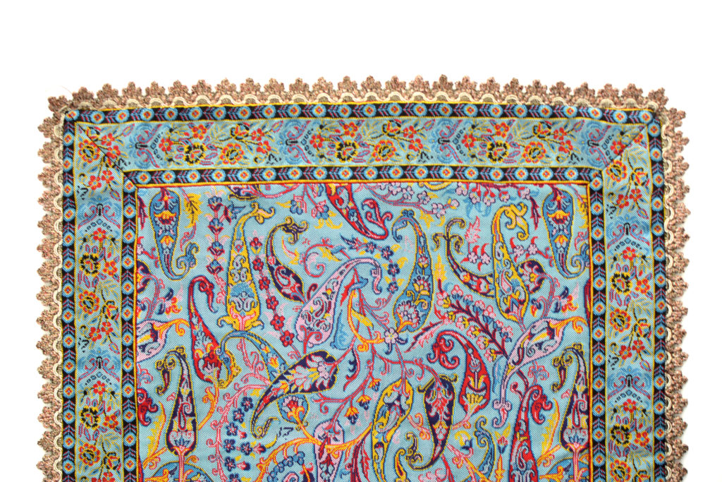 Turquoise Termeh (Persian Fabric) Runner Tablecloth With Edge