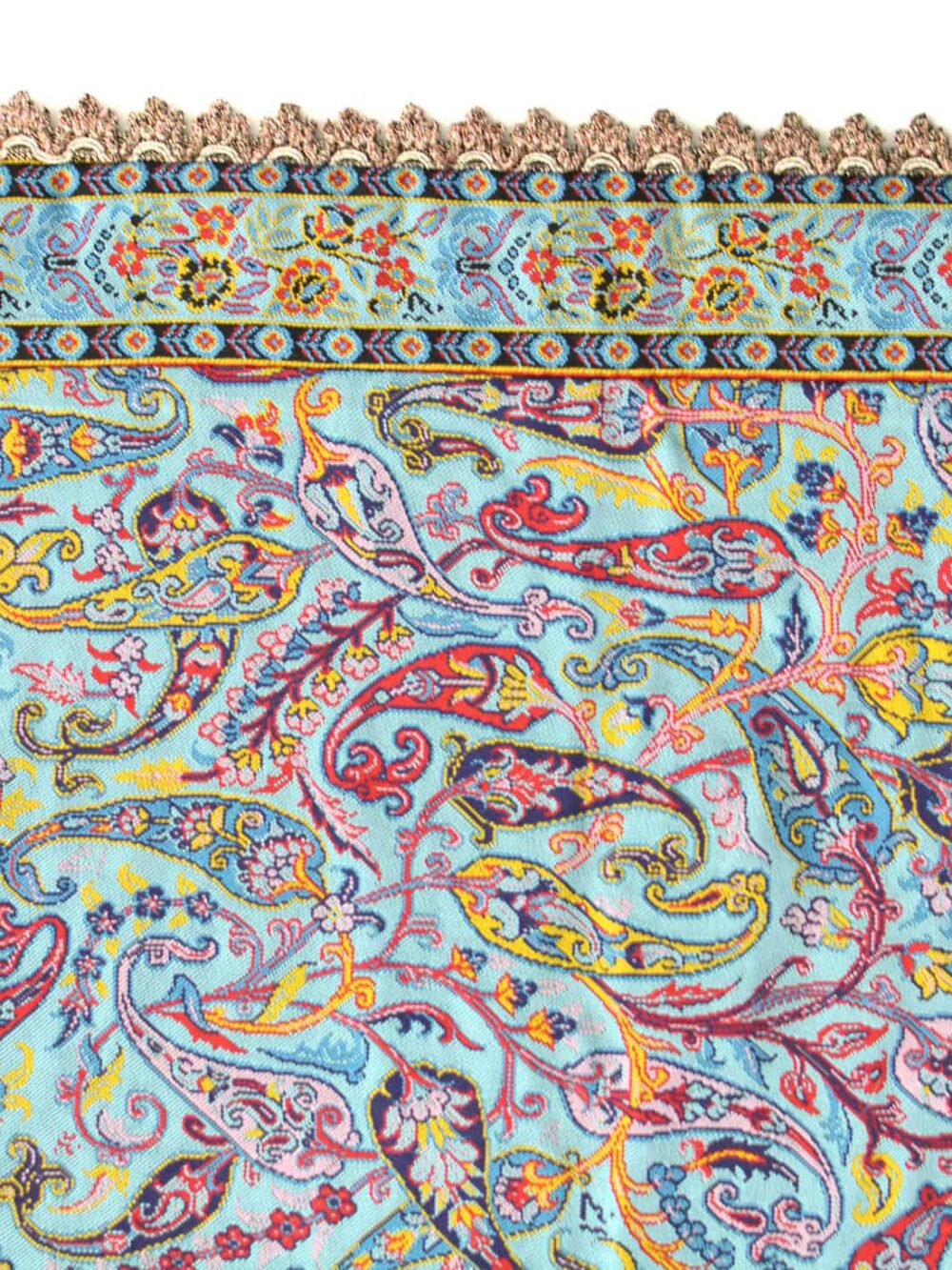 Turquoise Termeh (Persian Fabric) Runner Tablecloth With Edge