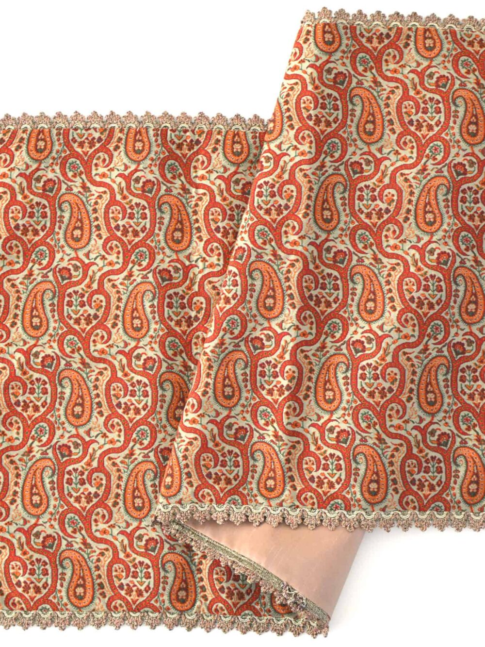 cream and red runner tablecloth