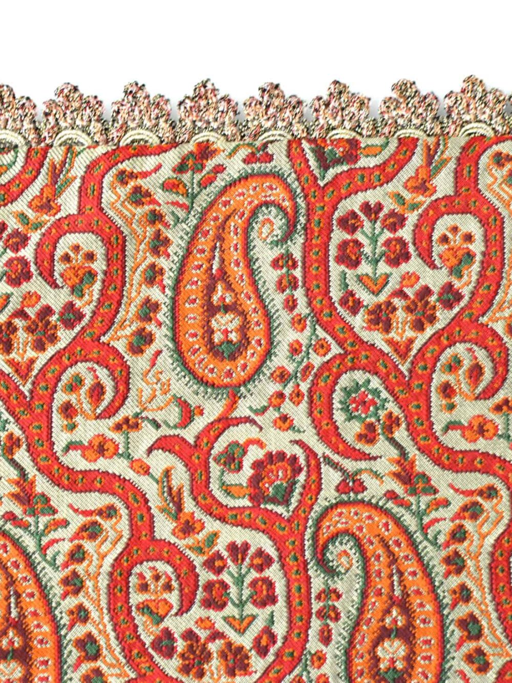 cream and red runner tablecloth