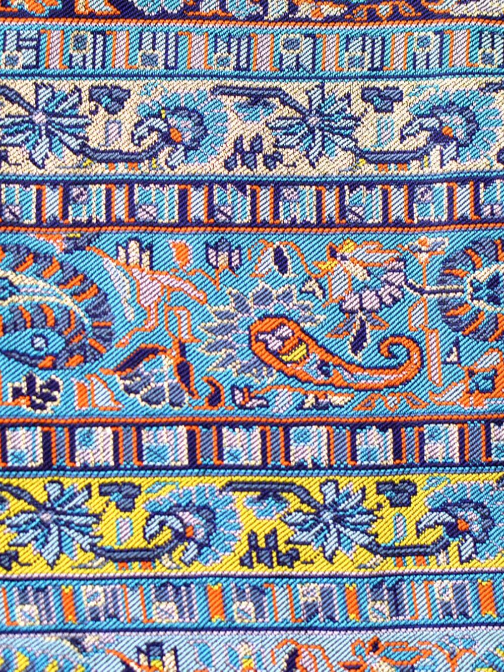 Blue Striped Termeh (Persian Fabric) Tablecloth With Gold Details