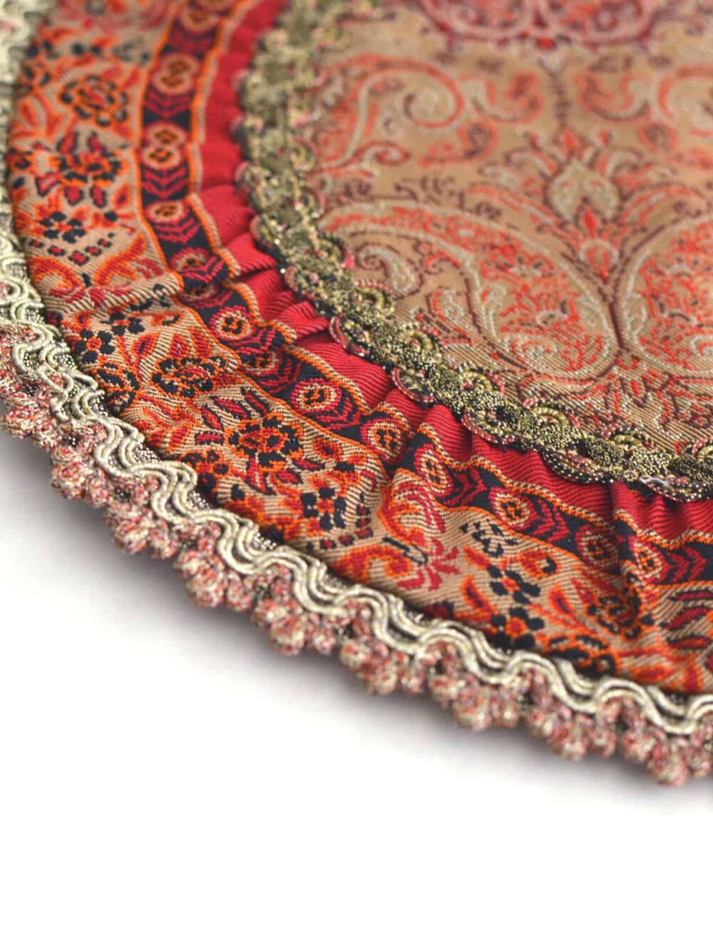 Cream And Red Termeh (Persian Fabric) Round Tablecloth
