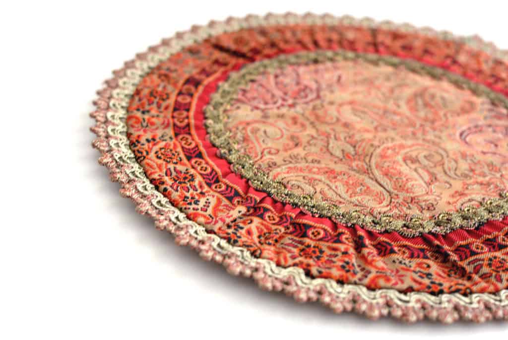 Cream And Red Termeh (Persian Fabric) Round Tablecloth