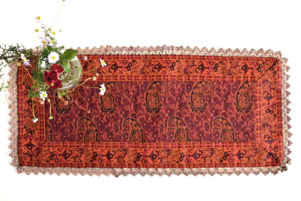 Red Termeh (Persian Fabric) Runner Tablecloth With Edge