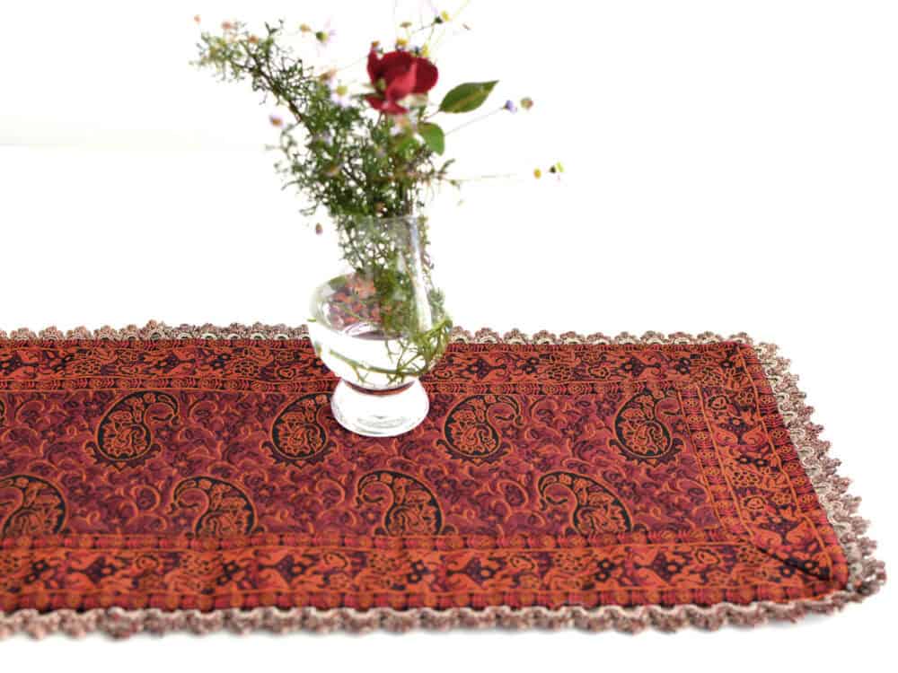 Red Termeh (Persian Fabric) Runner Tablecloth With Edge