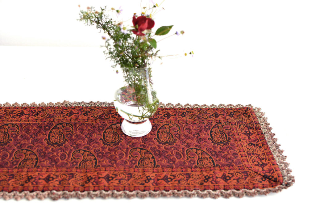 Red Termeh (Persian Fabric) Runner Tablecloth With Edge