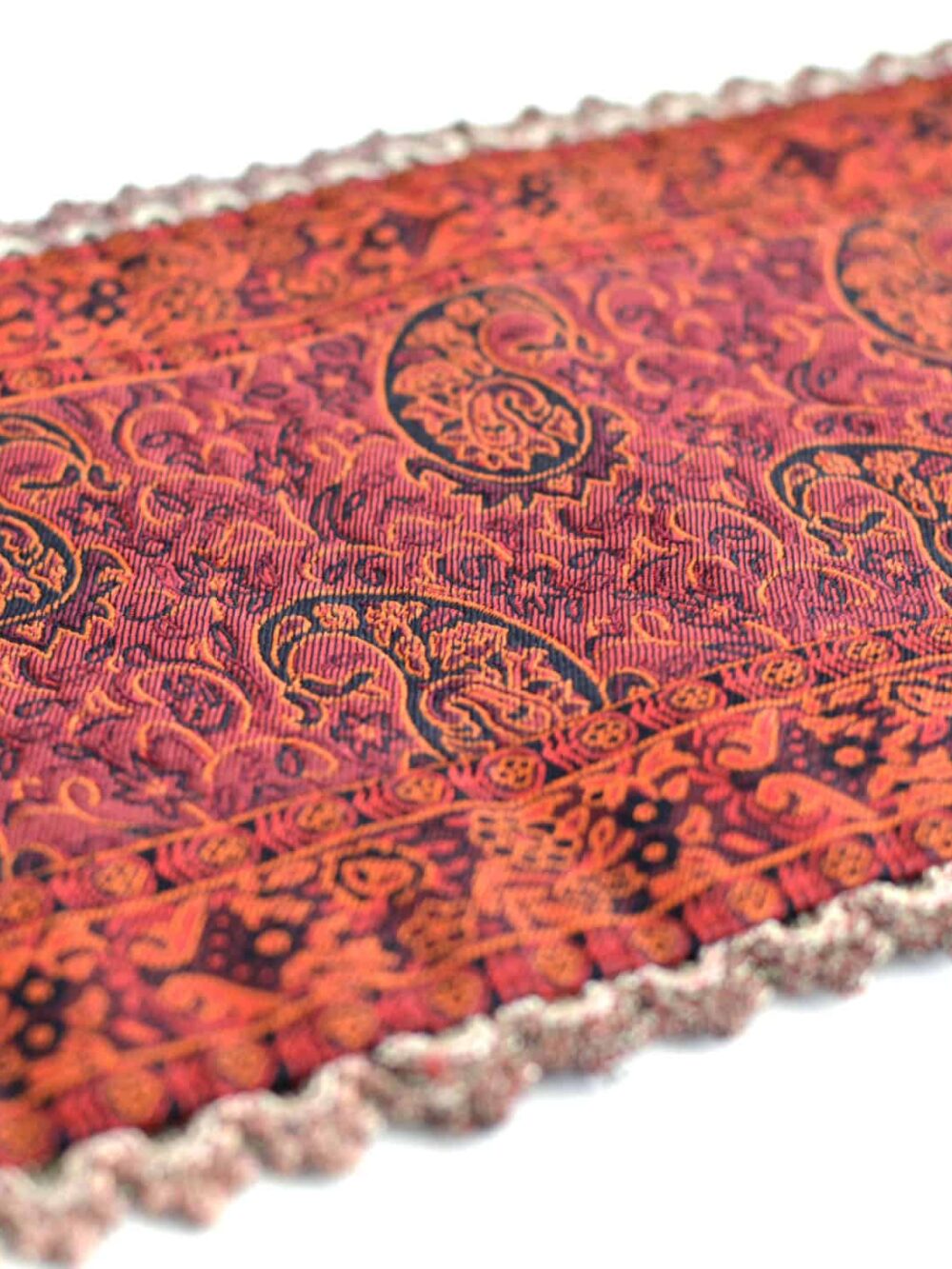 Red Termeh (Persian Fabric) Runner Tablecloth With Edge