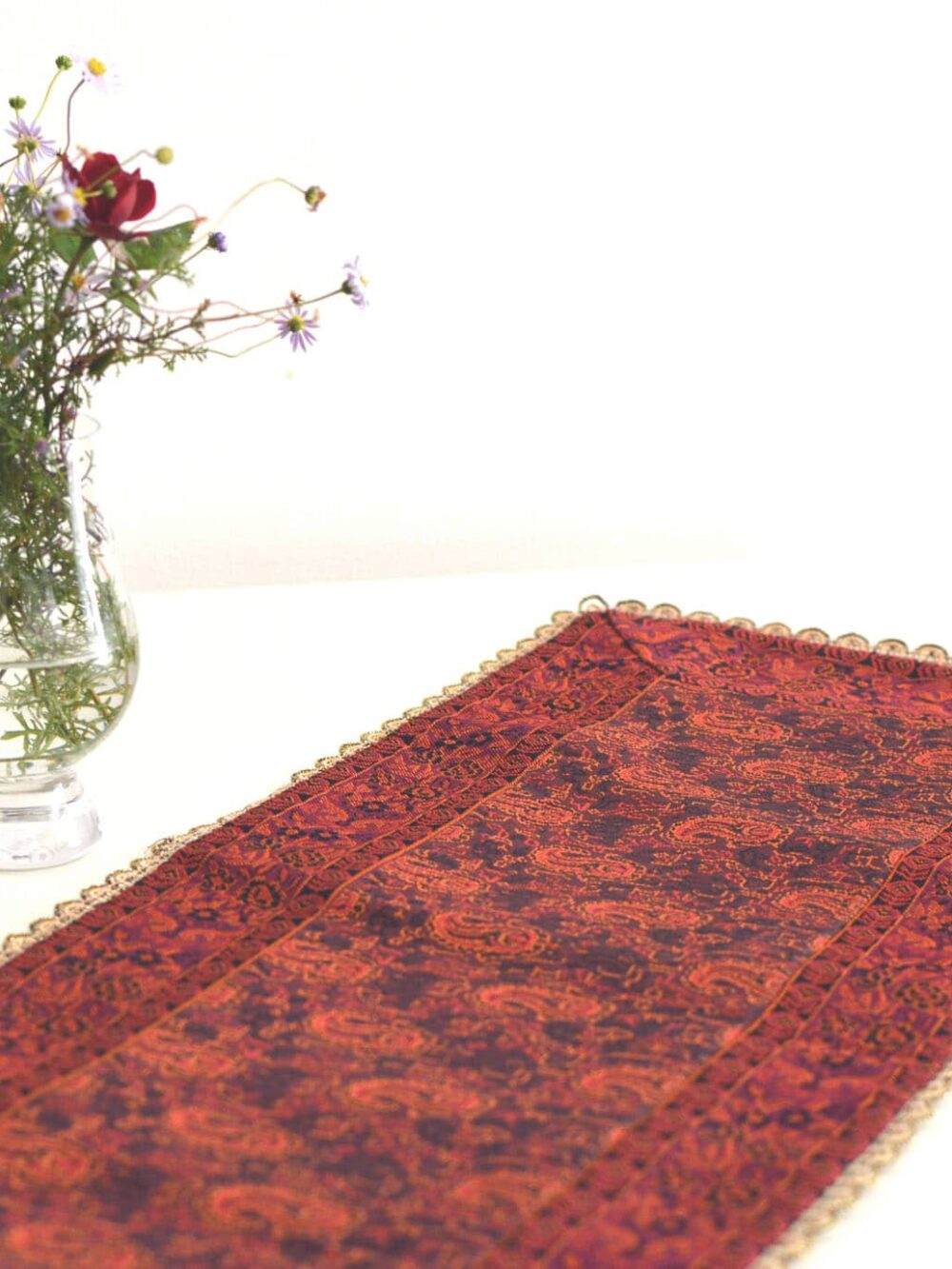 Red Termeh (Persian Fabric) Tablecloth With Edge
