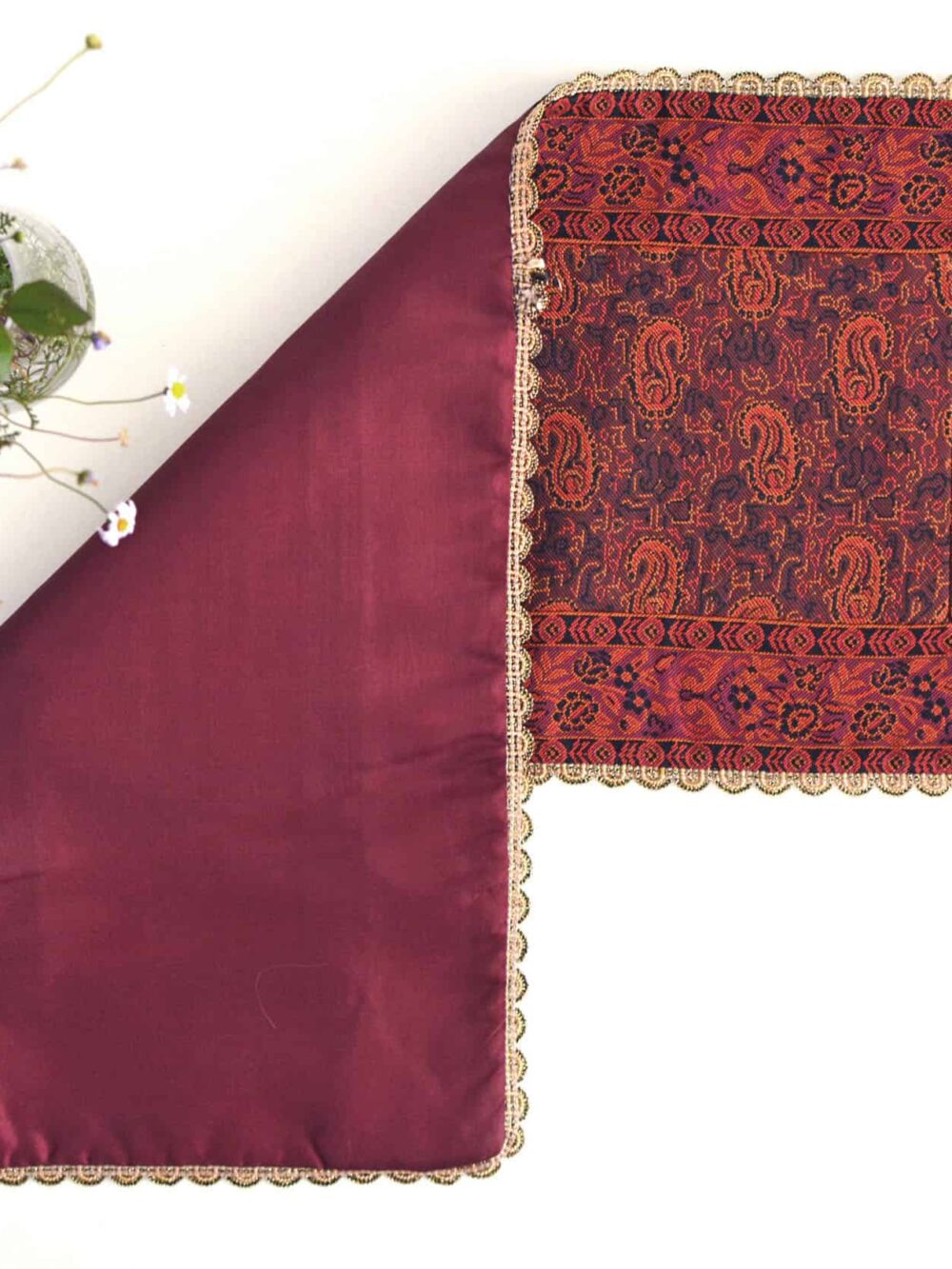 Red Termeh (Persian Fabric) Tablecloth With Edge