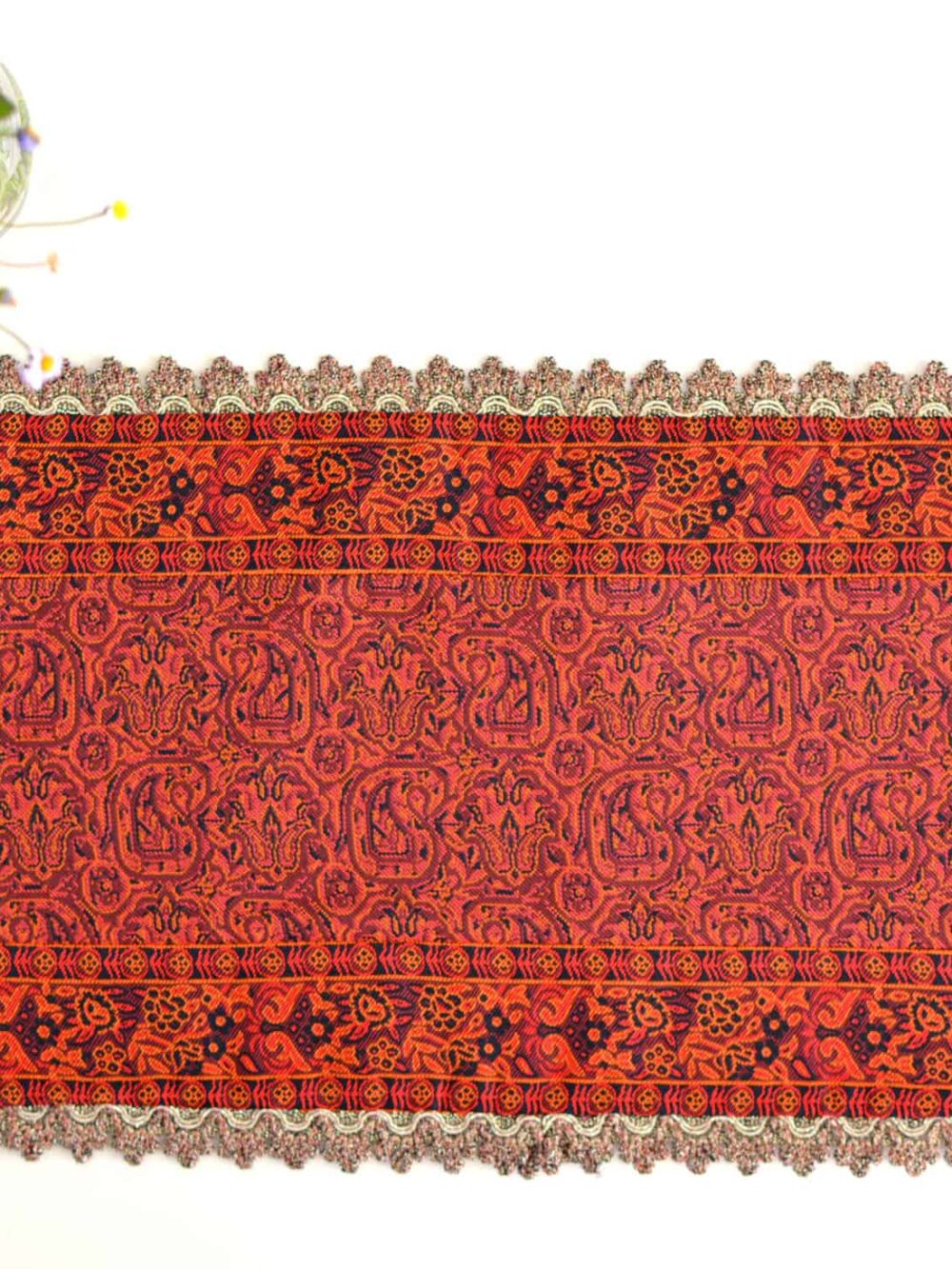 Red Termeh (Persian Fabric) Tablecloth With Edge