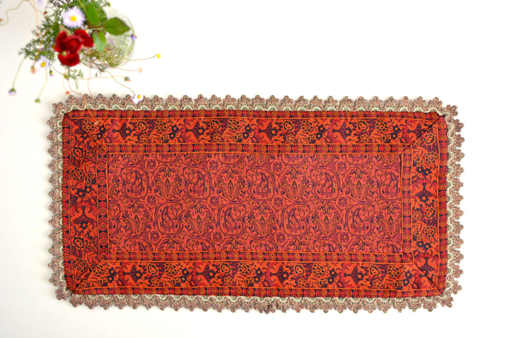 Red Termeh (Persian Fabric) Tablecloth With Edge
