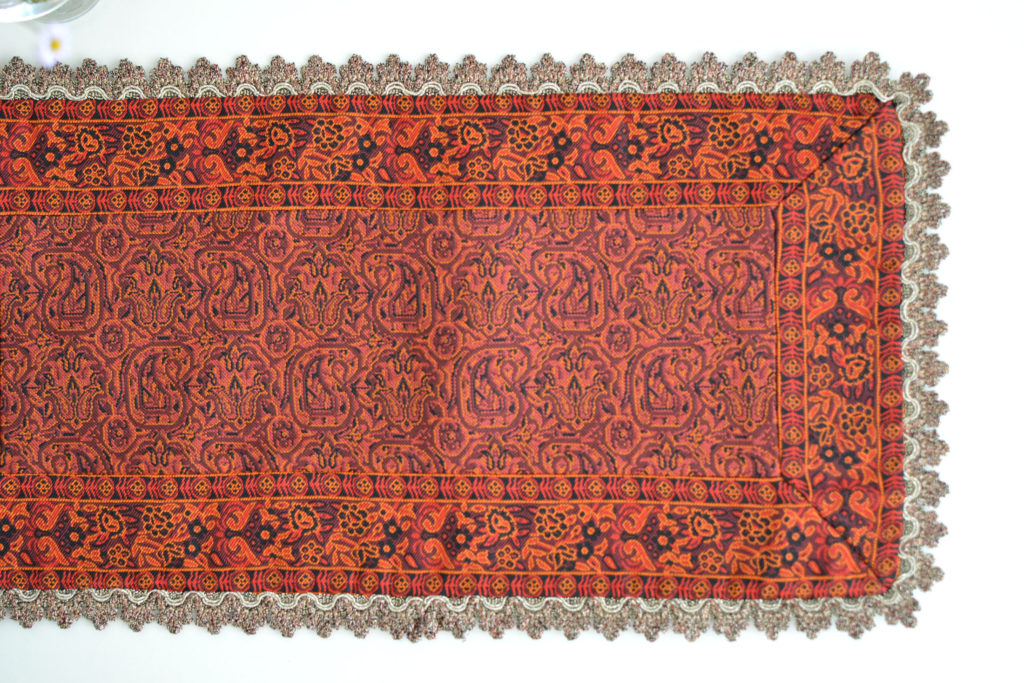Red Termeh (Persian Fabric) Tablecloth With Edge