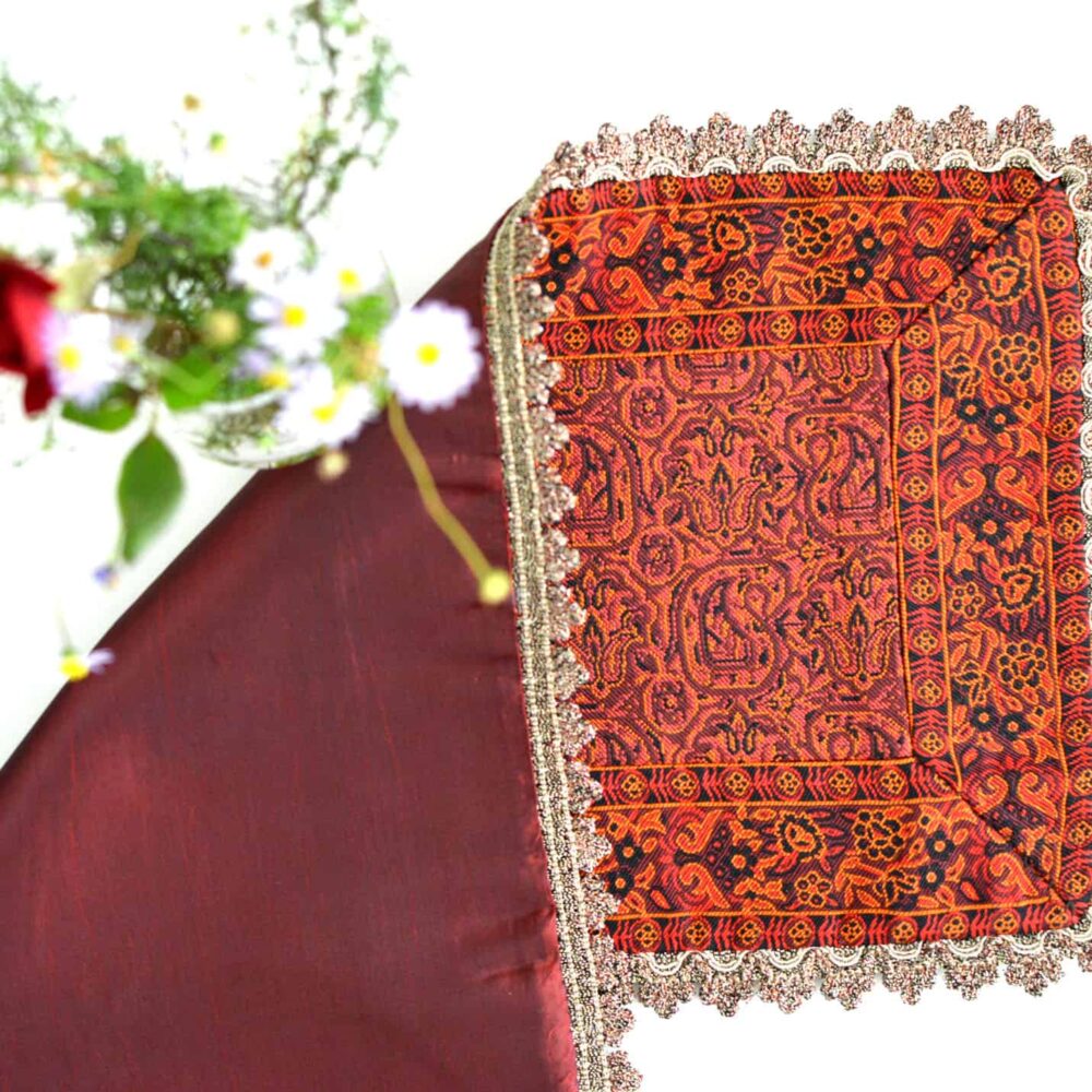 Red Termeh (Persian Fabric) Tablecloth With Edge