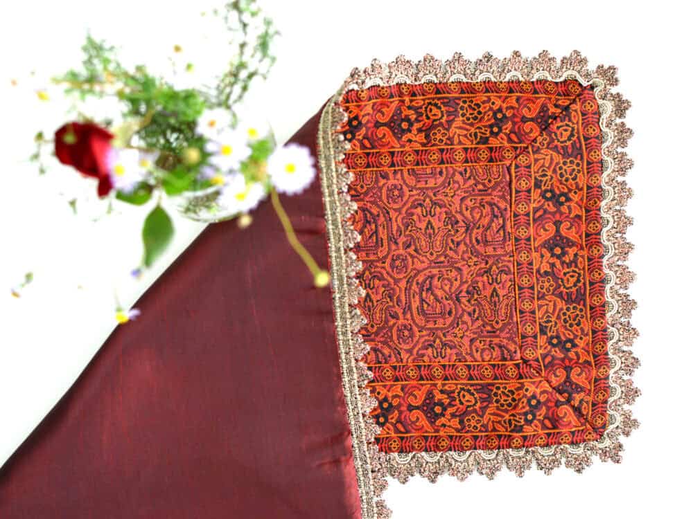 Red Termeh (Persian Fabric) Tablecloth With Edge