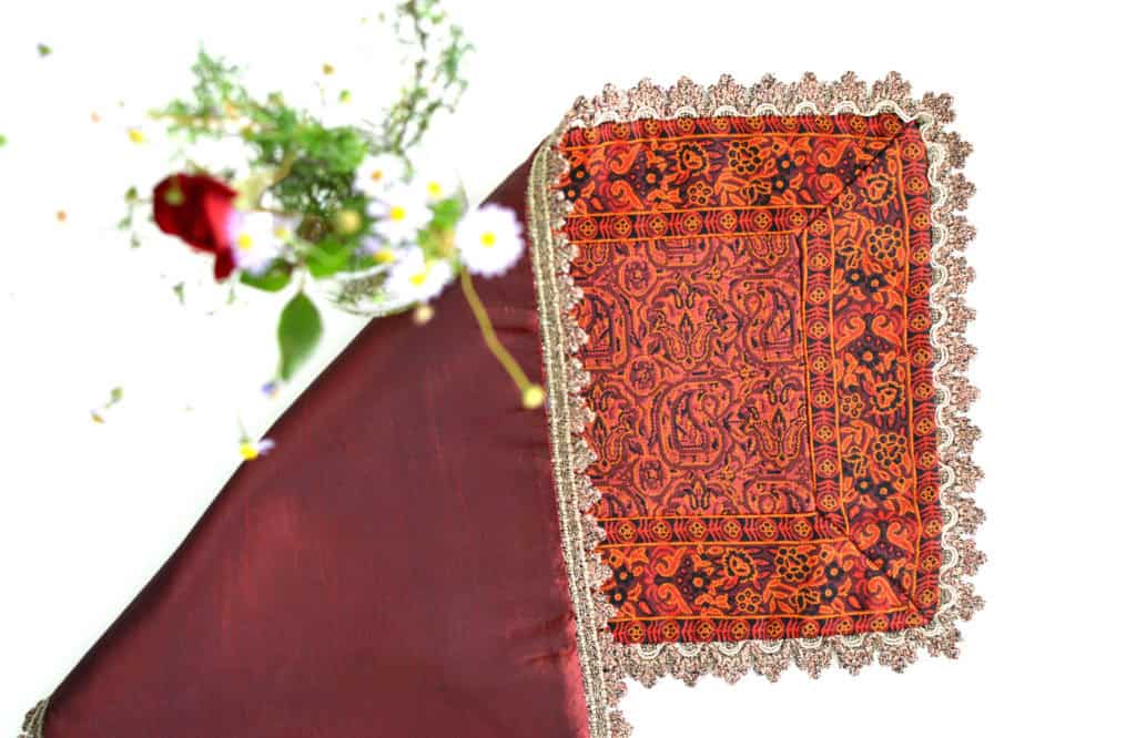 Red Termeh (Persian Fabric) Tablecloth With Edge