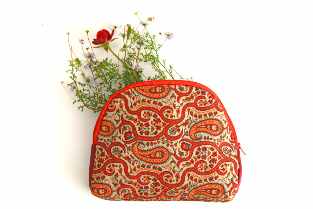 Red Termeh (Persian Fabric) Zipper Pouch Bag
