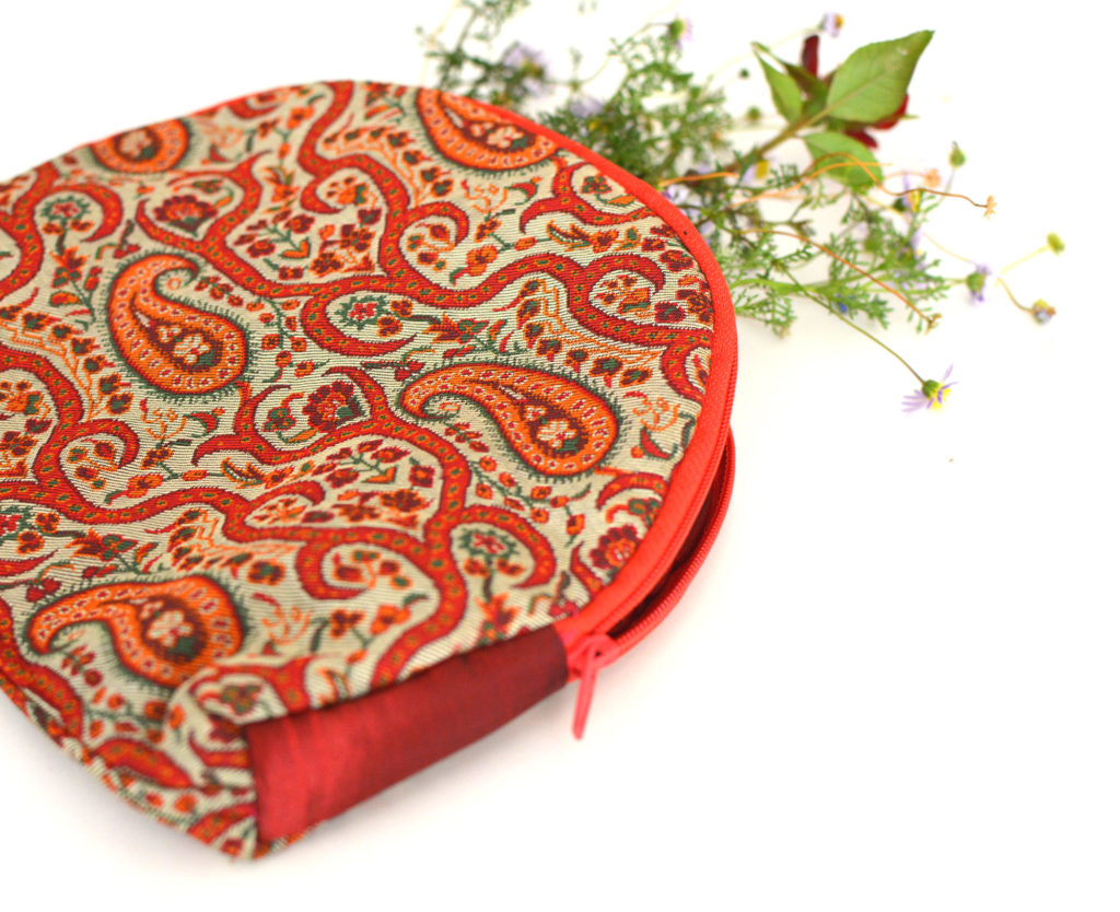 Red Termeh (Persian Fabric) Zipper Pouch Bag