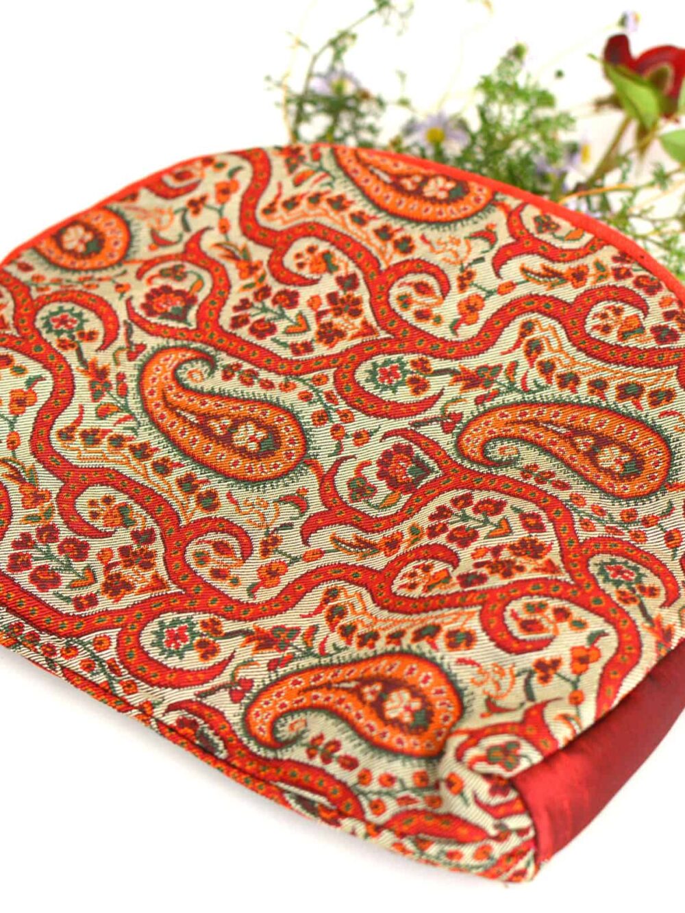 Red Termeh (Persian Fabric) Zipper Pouch Bag