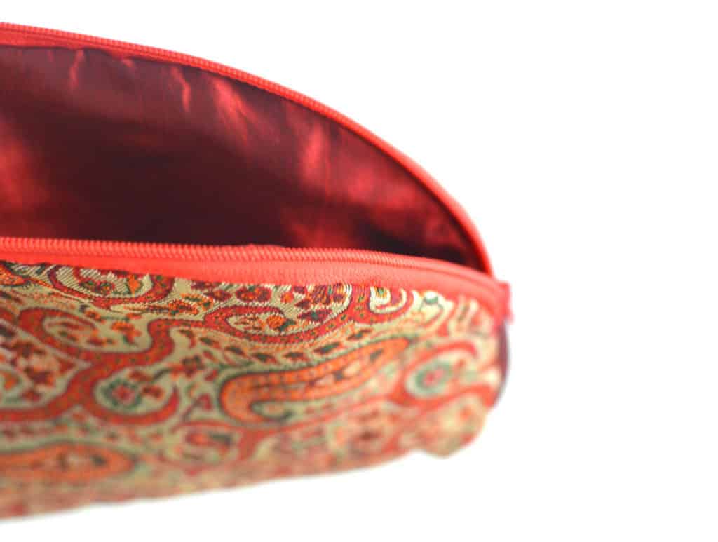 Red Termeh (Persian Fabric) Zipper Pouch Bag