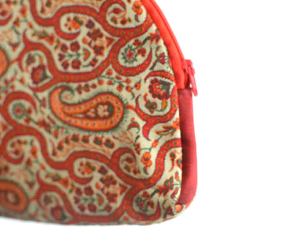 Red Termeh (Persian Fabric) Zipper Pouch Bag