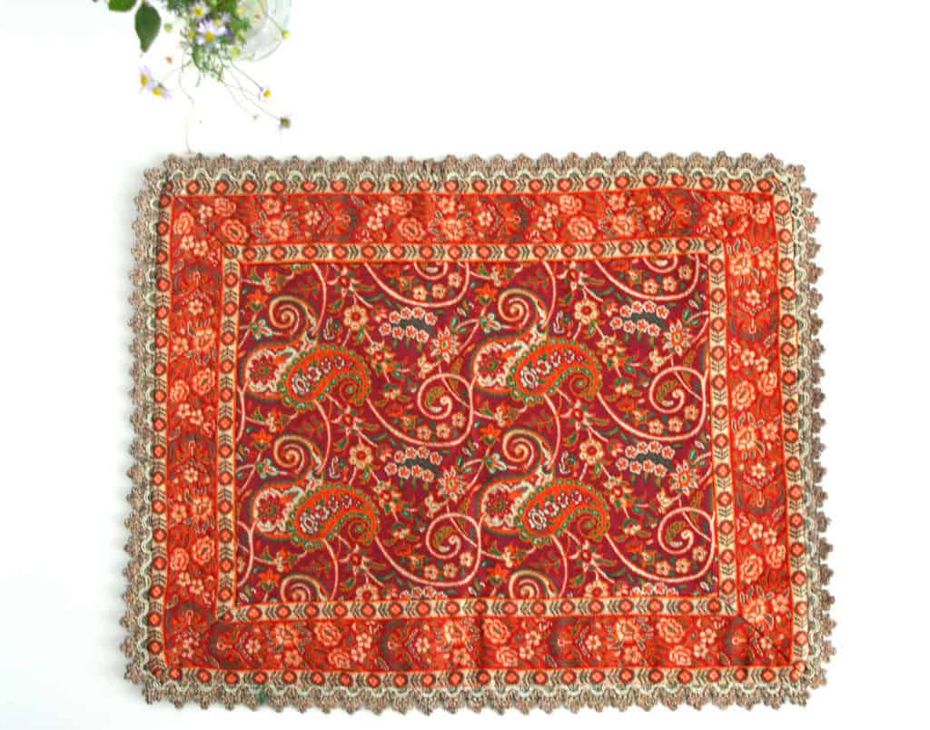 Red Termeh (Persian Fabric) Tablecloth With Edge