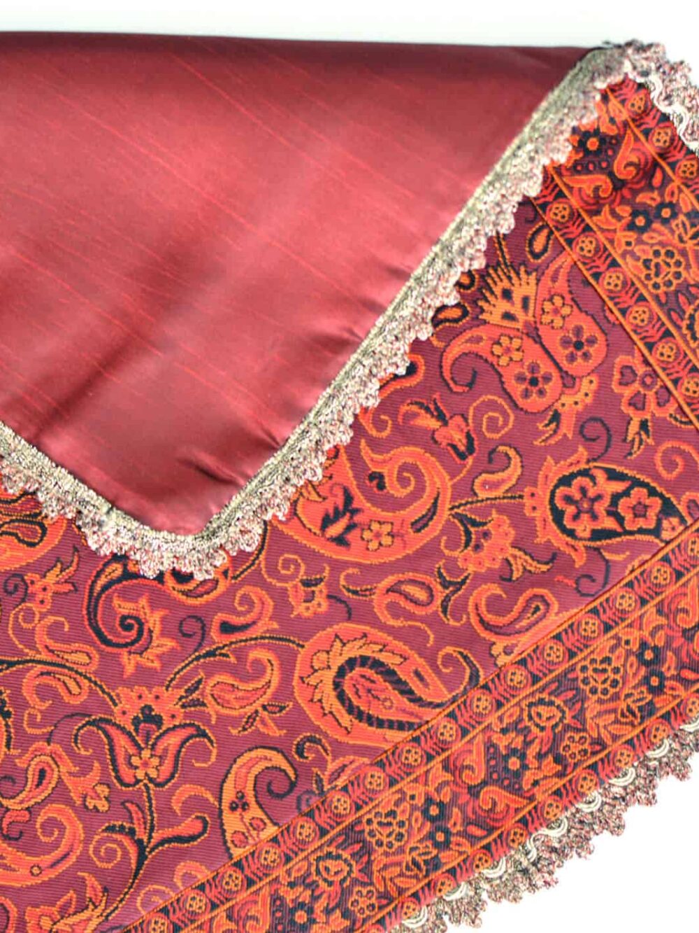 Red Termeh (Persian Fabric) Tablecloth With Edges