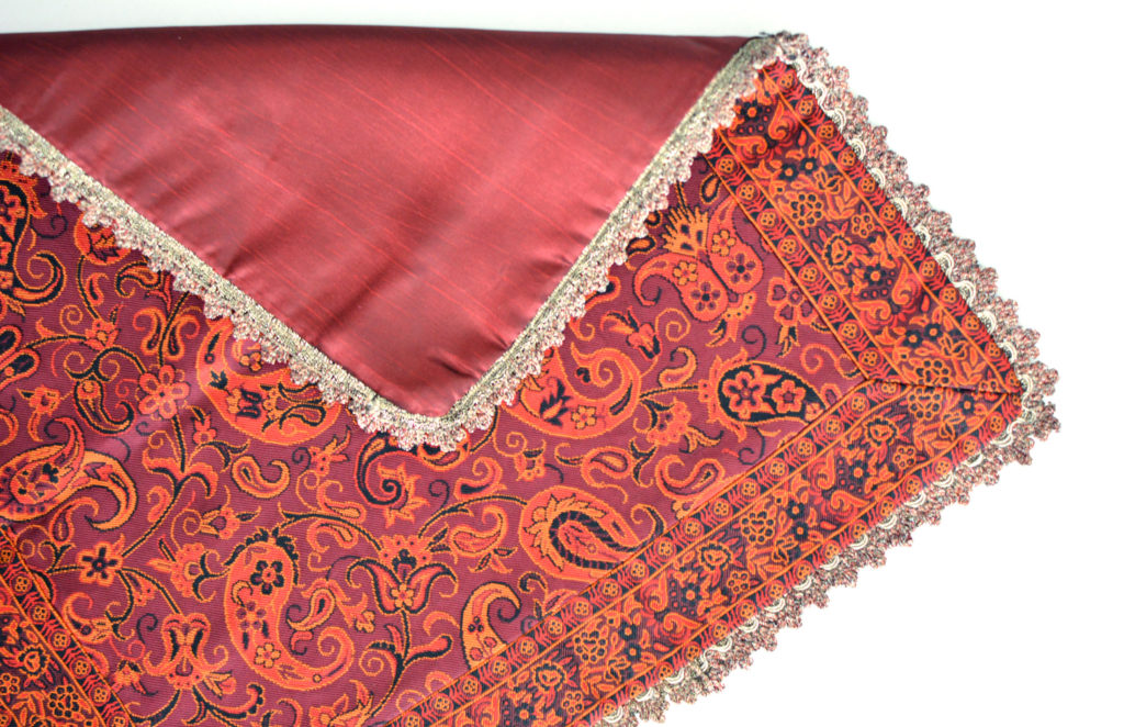 Red Termeh (Persian Fabric) Tablecloth With Edges