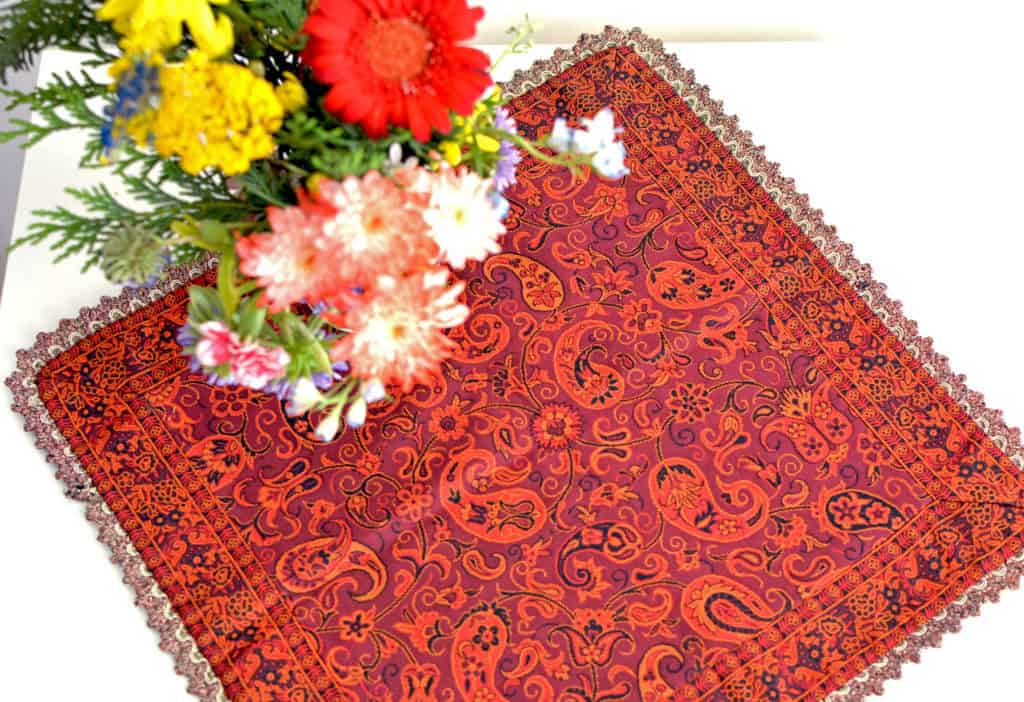 Red Termeh (Persian Fabric) Tablecloth With Edges