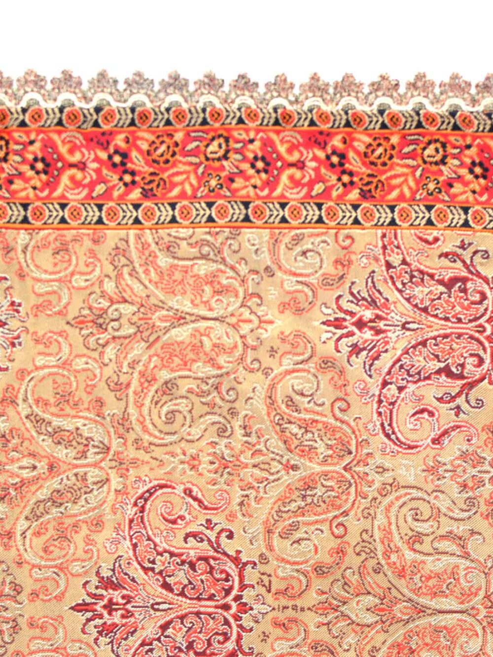 Cream and Red Termeh (Persian Fabric) Runner