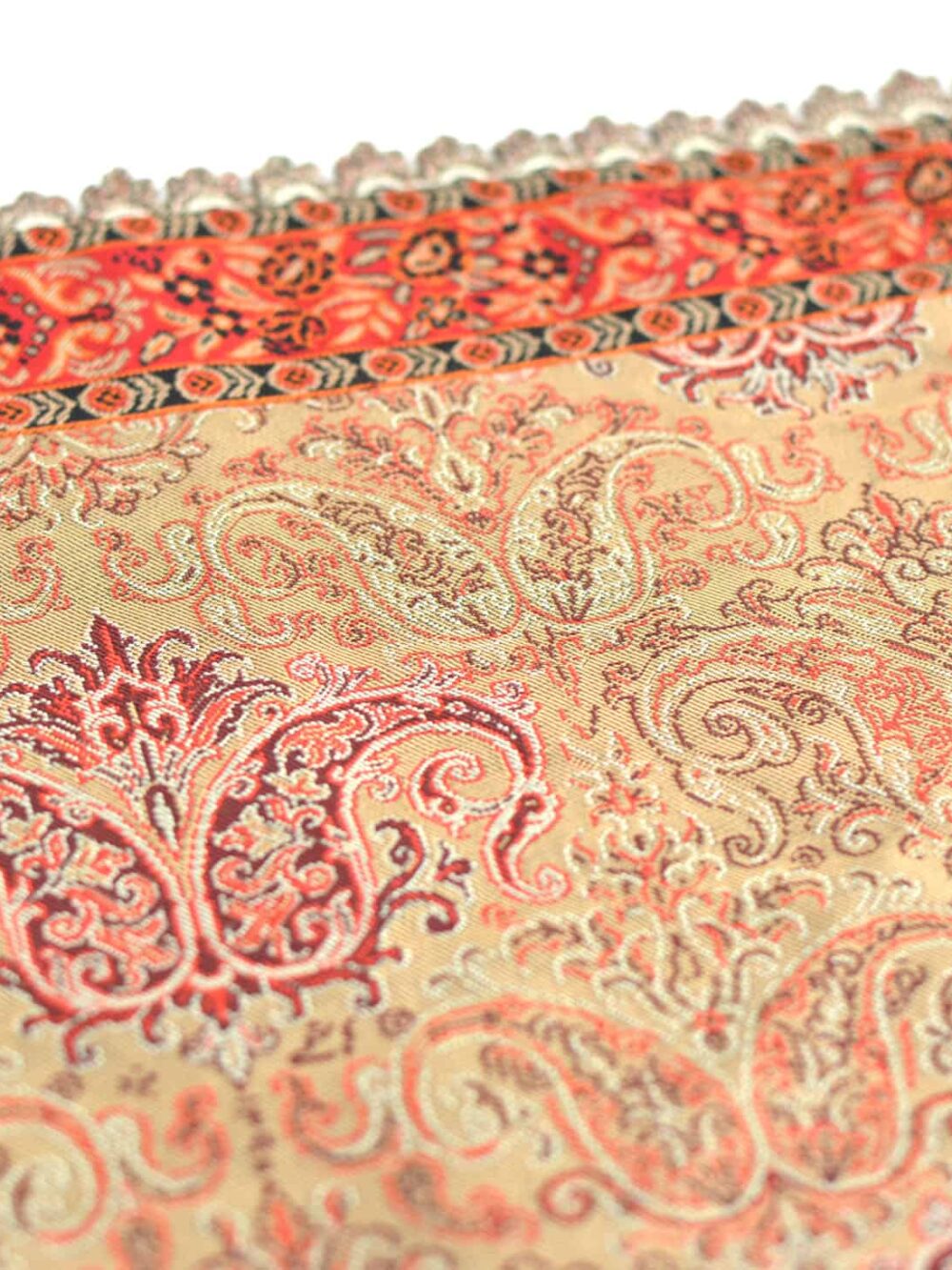 Cream and Red Termeh (Persian Fabric) Runner